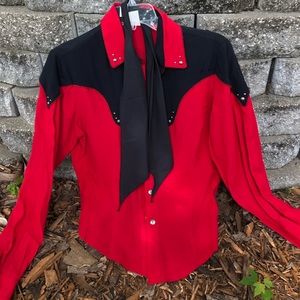 Women’s fire red Western Rodeo shirt